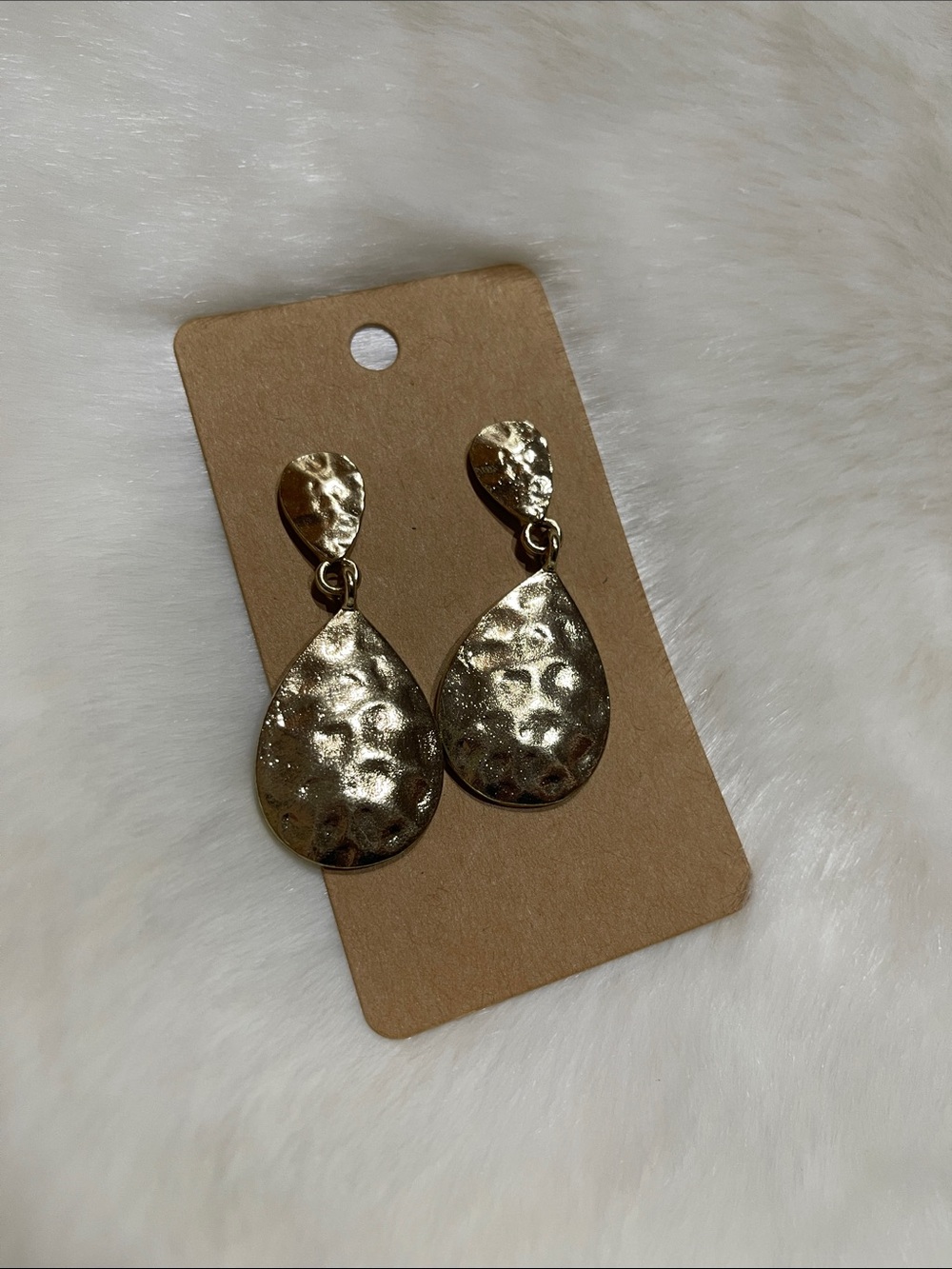 Forever 21 Hammered Style Gold tone Drop Statement Earrings